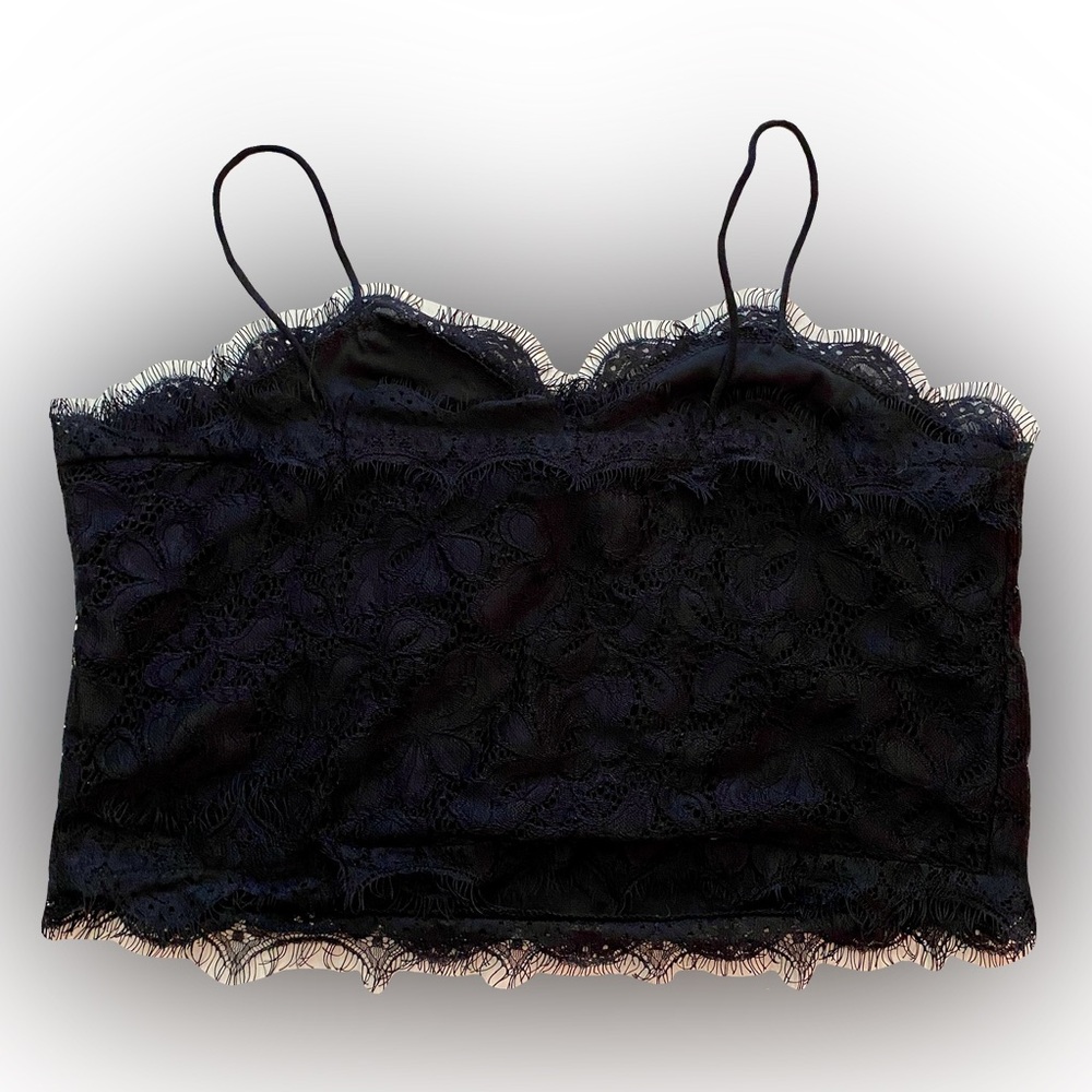 SHEIN BLACK LACE CROPPED TANK TOP // SIZE XL 🖤